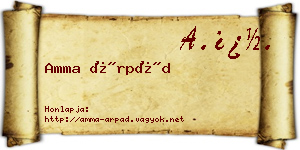 Amma Árpád névjegykártya